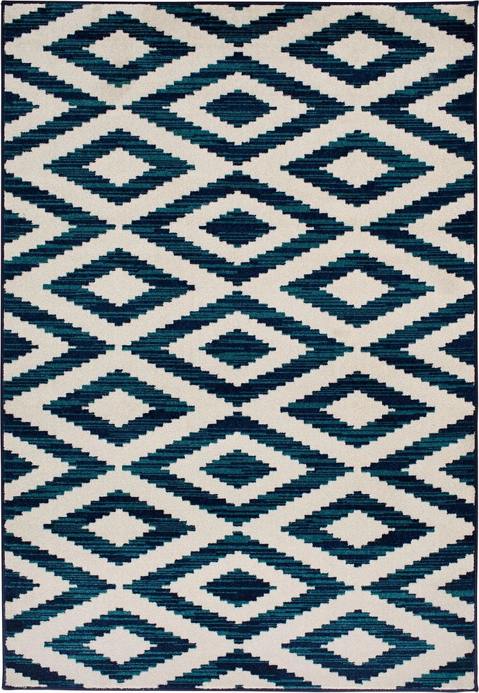 Tapis tissé crème et bleu saphir Tropiana