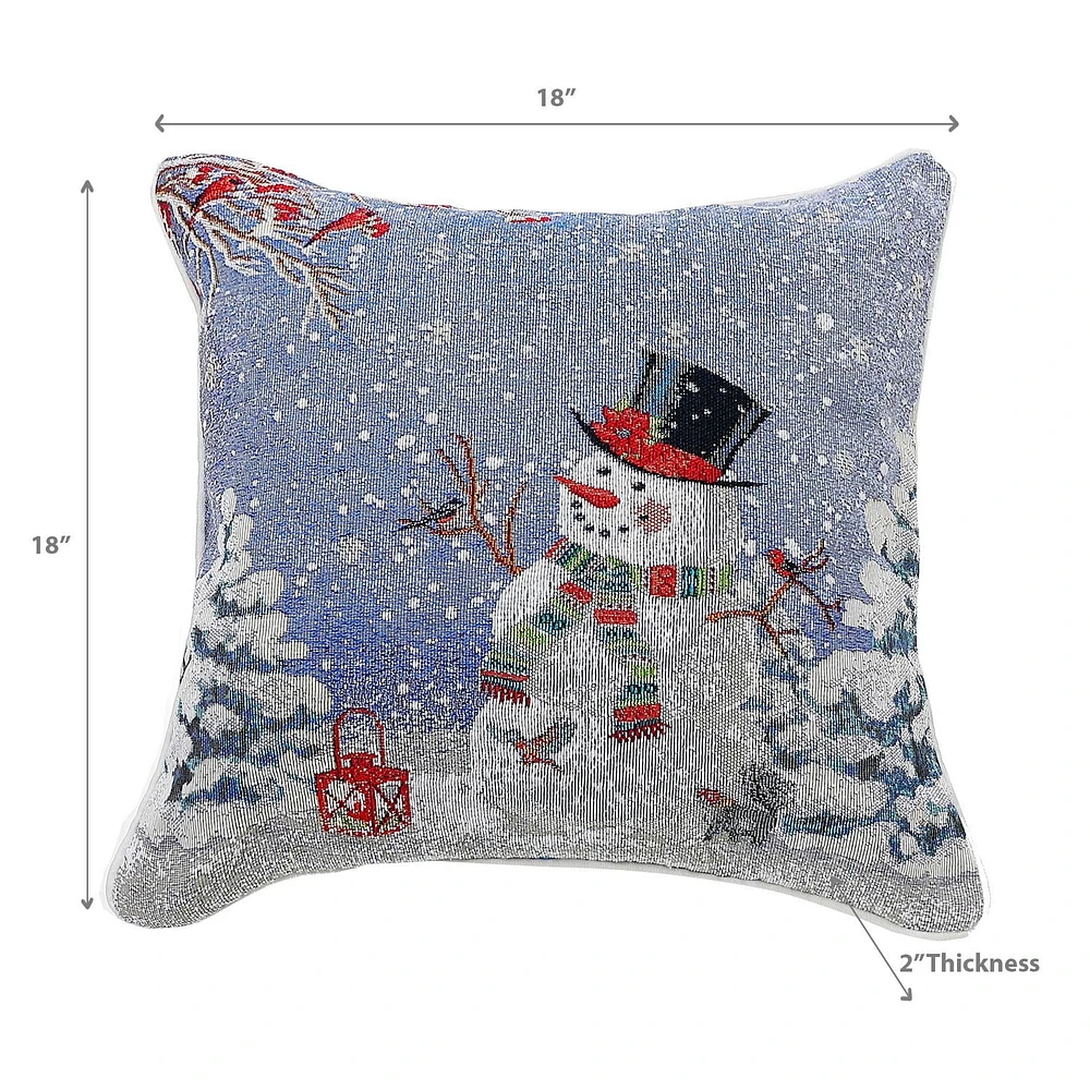 Christmas Tapestry Cushion Black Top Hat Snowman 18X18 - Ensemble De 2