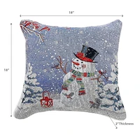 Christmas Tapestry Cushion Black Top Hat Snowman 18X18 - Ensemble De 2