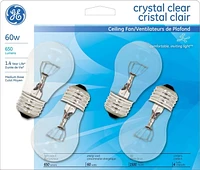 Lampe A15 cristal clair GE 60 W – paquet de 4