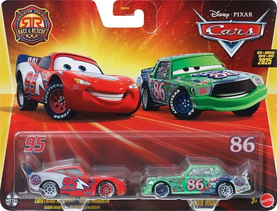 Disney and Pixar Cars Radiator Springs Rally Race 200 Lightning McQueen & Chick Hicks 2-Pack, Set of 2 1:55 Scale Die-Cast Toy Vehicles