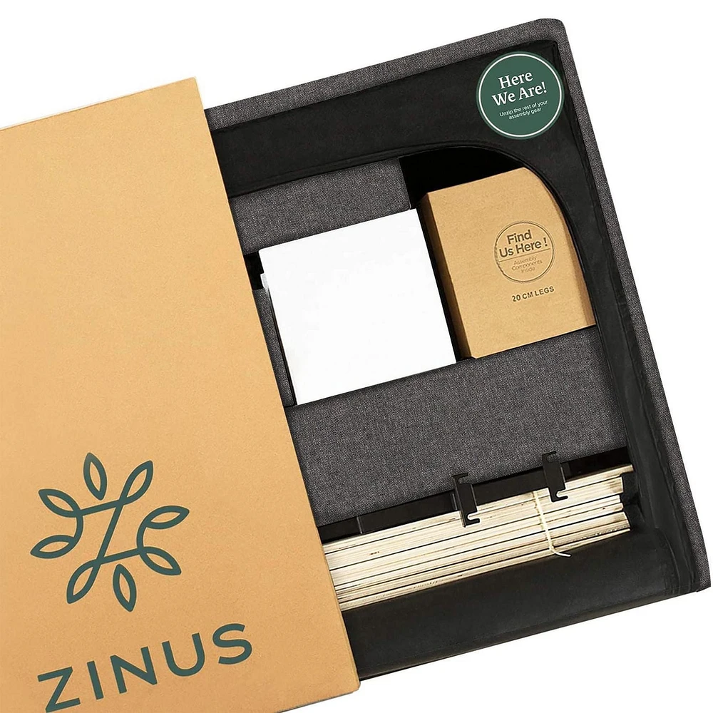 Zinus Judy Cadre de lit plate-forme rembourré / Sommier à matelas / Support de lattes en bois / Pas besoin de sommier / Facilité d'assemblage