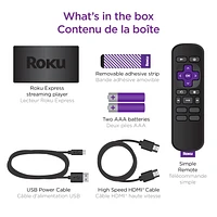 Roku Express (New, 2023) HD Streaming Device with High-Speed HDMI Cable and Simple Remote (No TV Controls), Guided Setup and Fast Wi-Fi Le streaming HD