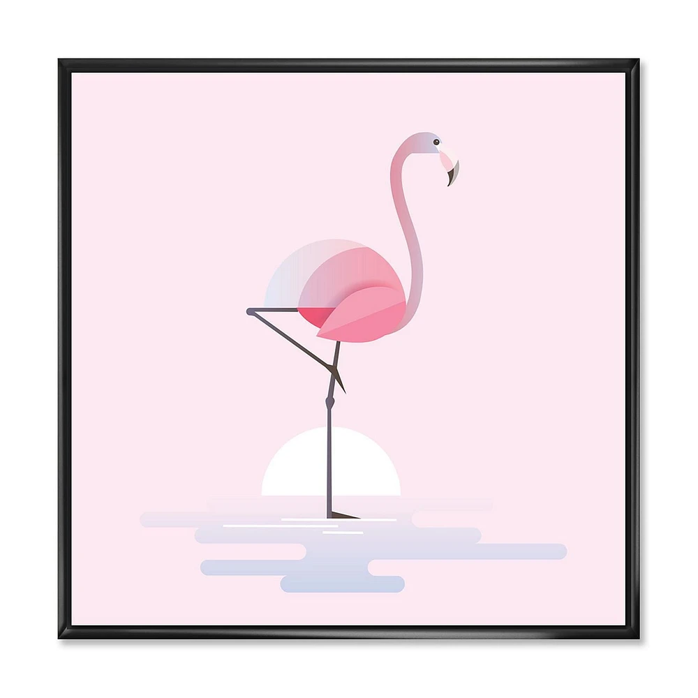 Designart Flamant rose debout ART MURAL À CADRE FLOTT