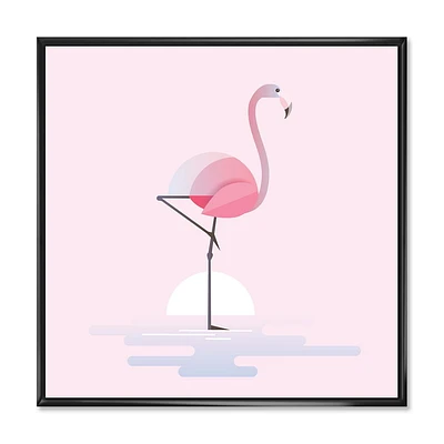 Designart Flamant rose debout ART MURAL À CADRE FLOTT