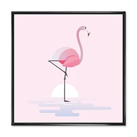 Designart Flamant rose debout ART MURAL À CADRE FLOTT