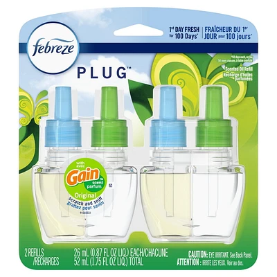 Febreze Odor-Eliminating Fade Defy PLUG Air Freshener Refill, Gain Original Scent