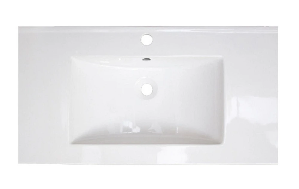 American Imaginations 47.5-in. W Floor Mount White Vanity Set For 1 Hole Drilling Bianca Carara Top Biscuit UM Sink AI-24107