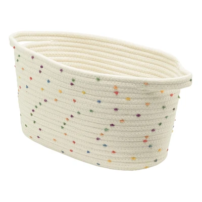 Panier de rangement en corde de coton avec des mouchetures colorées
