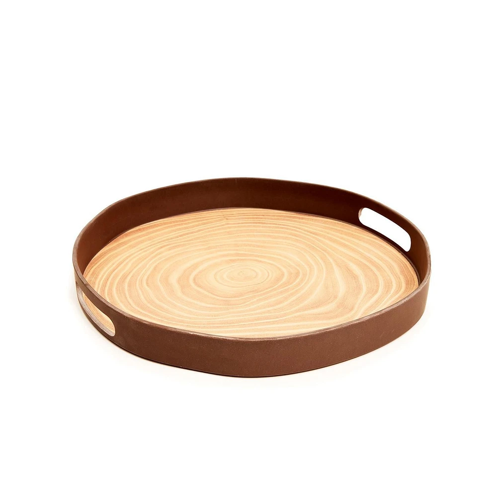 Plateau Rond en Écorce de Bambou 38 cm