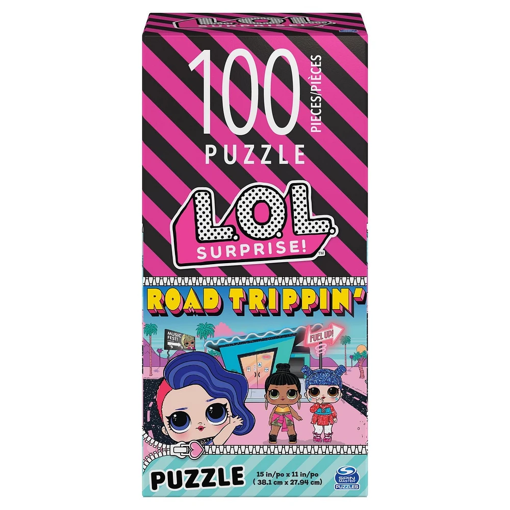 L.O.L. Surprise!, Puzzle de 100 pièces, Fashionable Dolls Road Trippin', illustrations colorées avec boîte verticale, pour les enfants à partir de 4 ans