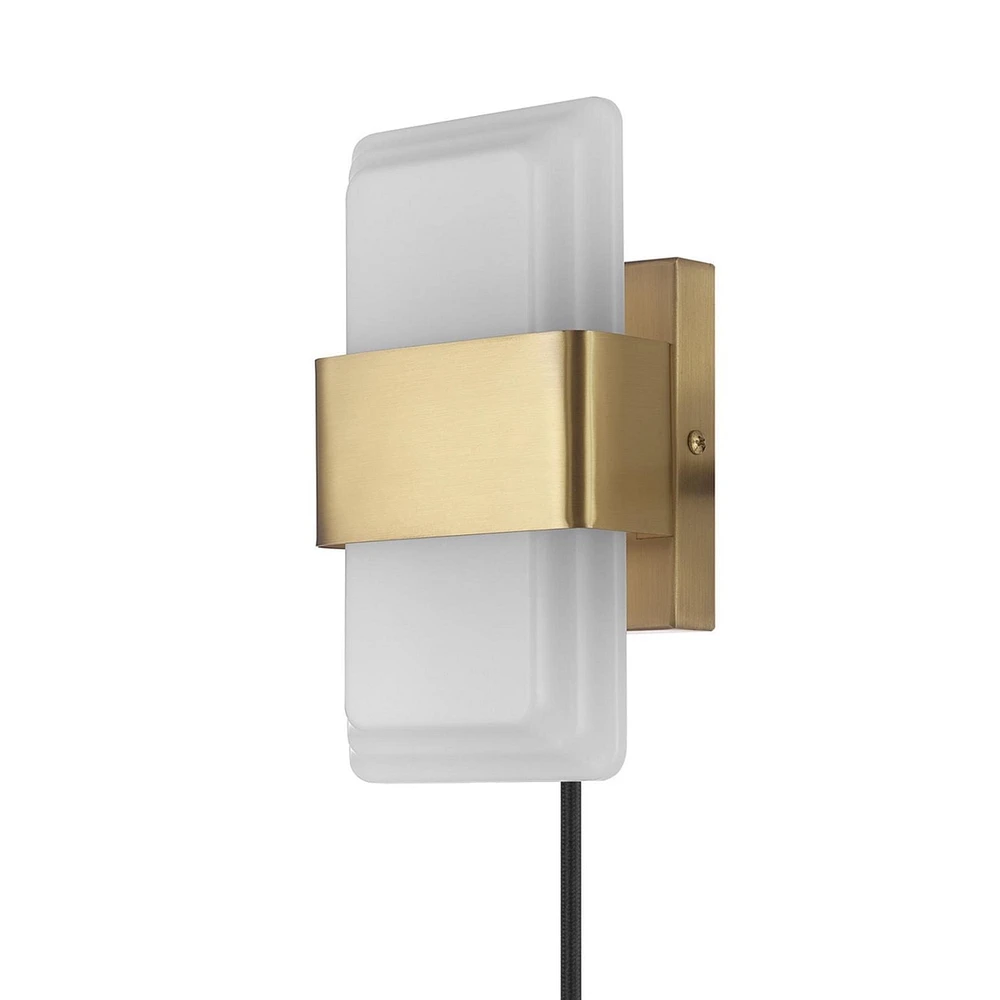 Applique murale enfichable ou fixe Elowen à une ampoule à DEL intégrée de 19 W avec abat-jour en acrylique givré