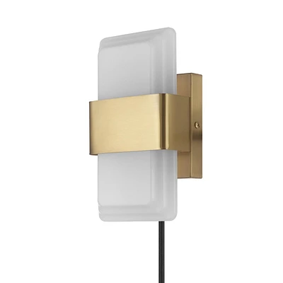 Applique murale enfichable ou fixe Elowen à une ampoule à DEL intégrée de 19 W avec abat-jour en acrylique givré