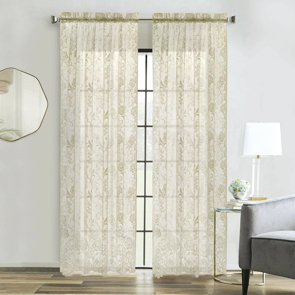 Loft Living Louis Transparent Passe-tringle Tailored Panel 55 x 84 in Ivoire