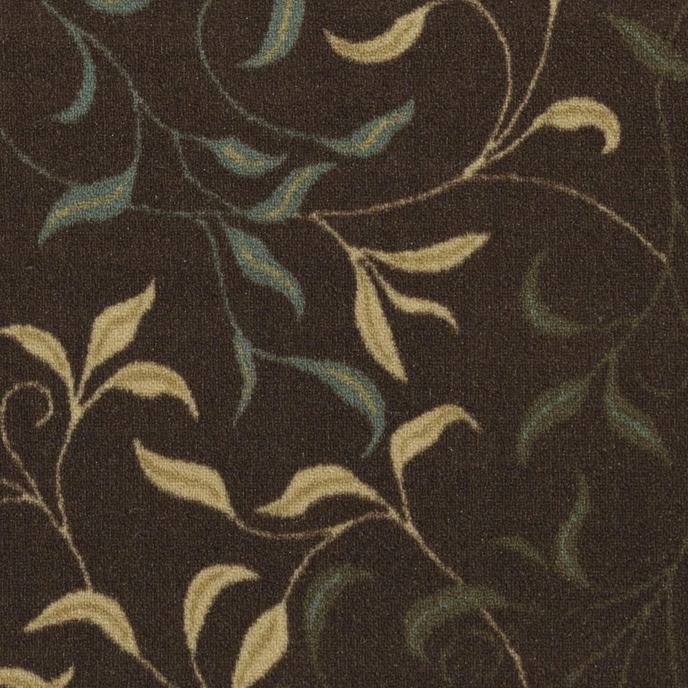 Tapis de couloir contemporain à motif de feuilles et à sous-couche en caoutchouc de la collection Ottohome