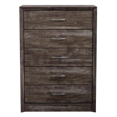 CorLiving Newport Mid Century Modern 5-Drawer Tall Dresser for Bedroom - Large, Tall Chest of Drawers - Perfect Bedroom Furniture and Dressers for Clothes Storage