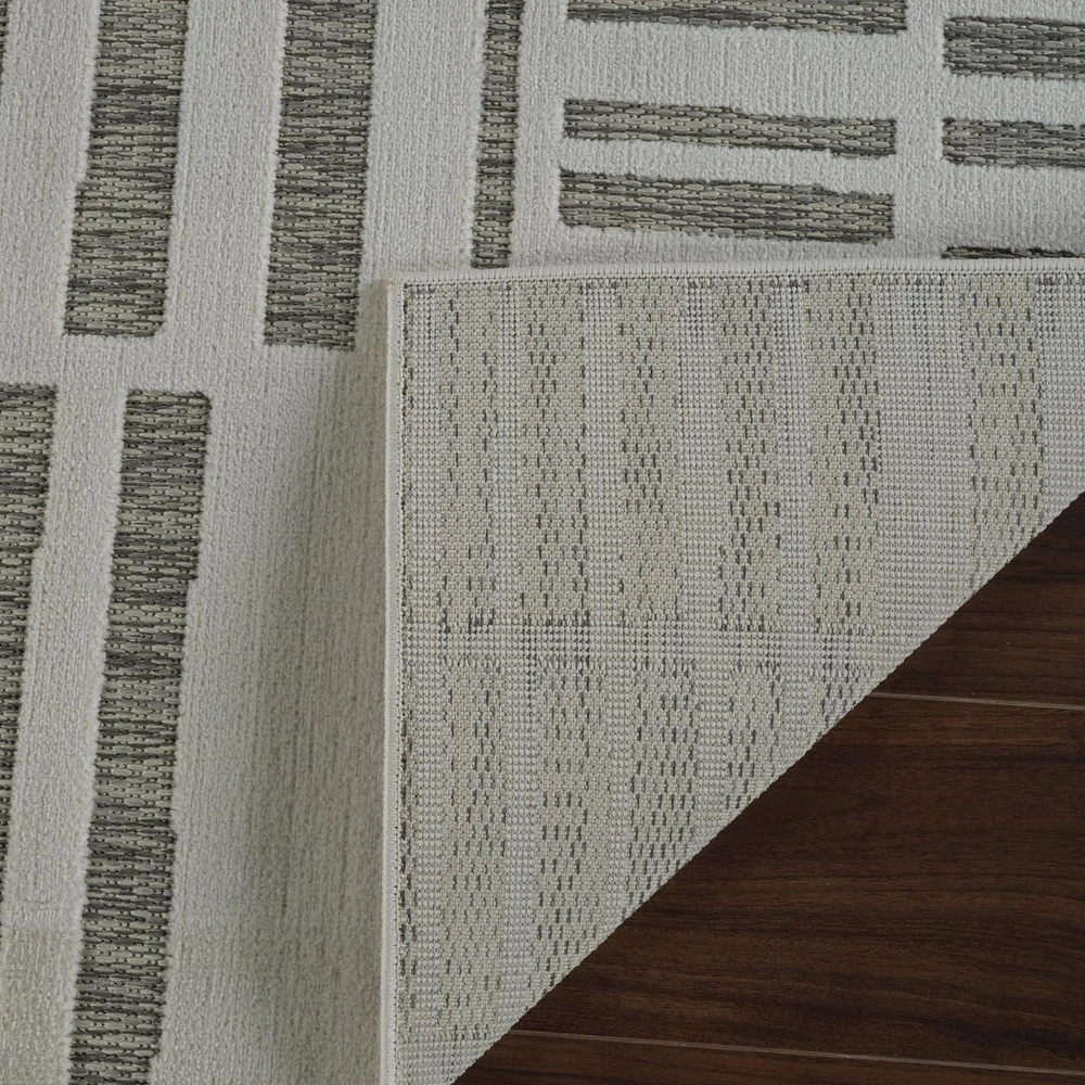 Tapis d'interieur exterieur abstrait Rug Branch Maise, beige creme, moderne - Entree, couloir, salle de bain et cuisine