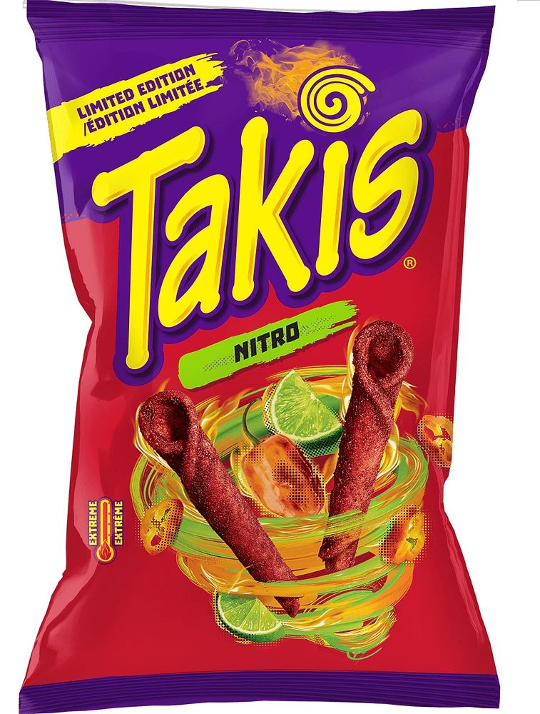 Chips tortilla roulées à saveur de habanero, lime et concombre Takis Nitro