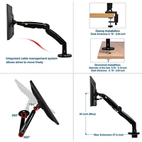 North Bayou 22"-35" Gas Strut Monitor Desktop Mount with USB Port - F100A