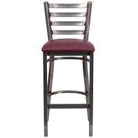 Lot de 2 pièces - Tabouret de restaurant de la série HERCULES en métal transparent à dossier échelle - siège en vinyle bourgogne