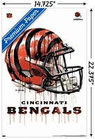 NFL Cincinnati Bengals - Drip Helmet 20 Wall Poster with Magnetic Frame, 22.375" x 34"