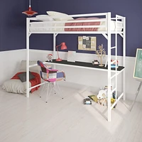 Lit mezzanine une place en métal Miles avec bureau
