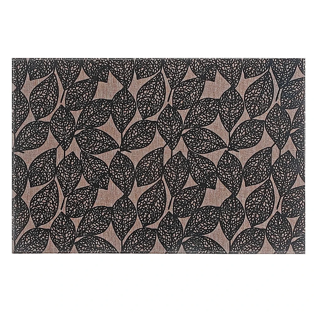 Set De Table Imprimé En Poly-Lin Leave Noir - Lot De 12
