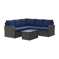 Ensemble sectionnel de patio Brisbane 6 pièces en osier résistant à la rouille avec table basse