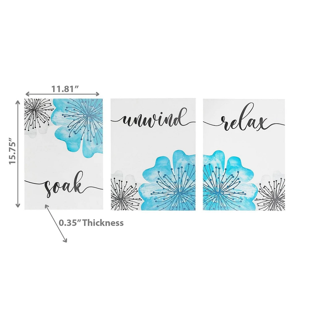 MDF Wall Sign Relax Soak Unwind - Set of 3