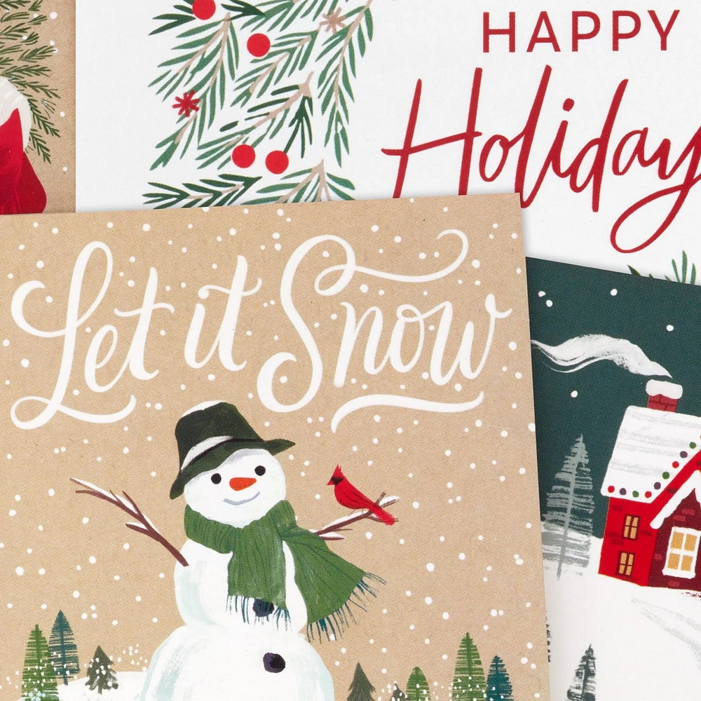 Boîte de cartes de Noël, Connections from Hallmark, assortiment de motifs mignons, paquet de 20 cartes