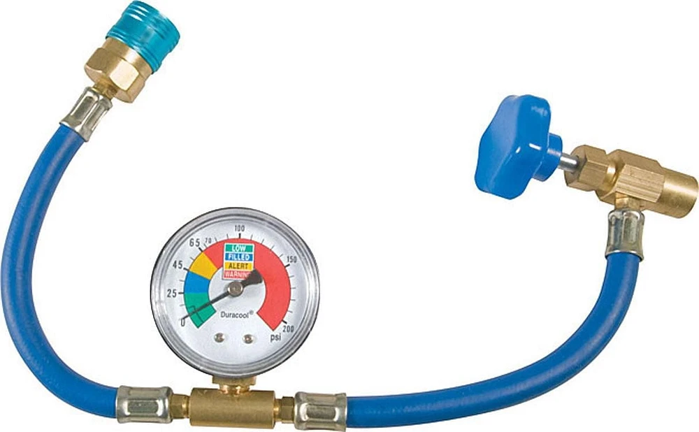 DURACOOL® 134a Charge Hose with Can Tap, Pressure Gauge & Quick Connect., 134a CHGE HOSE GAUGE CONNECT