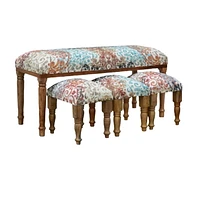 Banc En Bois 4 Pièces Et Tabourets Set (Crescent Twirl)
