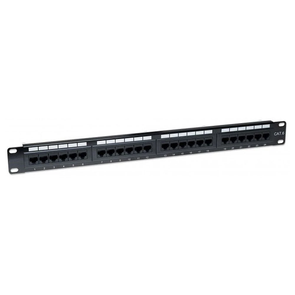 24 Port Cat6 Patch Panel, 1u - Black