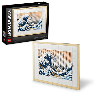 LEGO Art Hokusai – The Great Wave, 3D Japanese Wall Art, Framed Ocean Canvas Picture for Home or Office Décor, Creative Arts & Crafts Kit, 31208