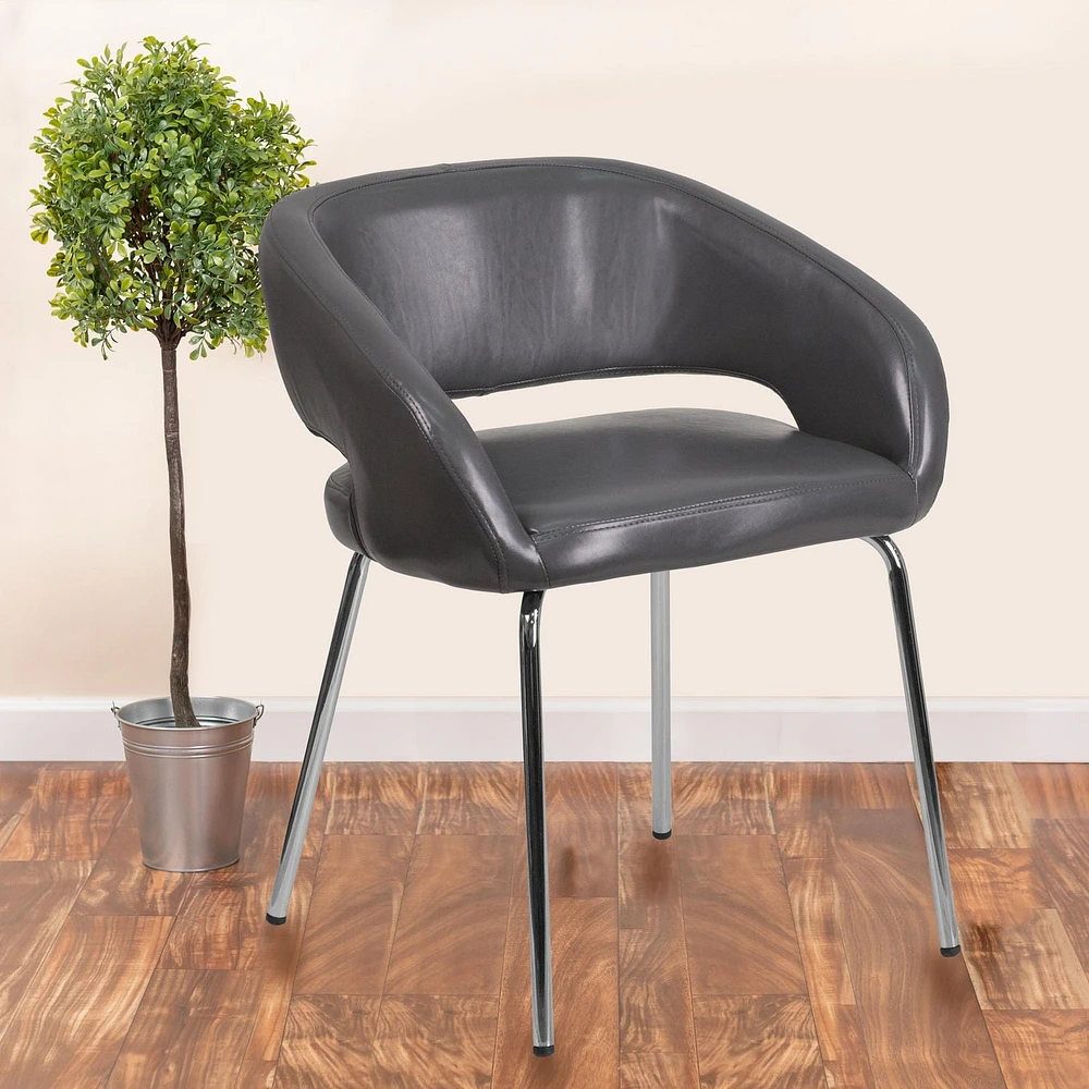 Chaise de réception contemporain auxiliaire en cuir gris de la série Fusion