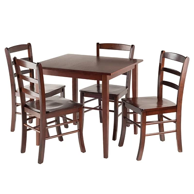 Winsome Groveland Table à manger carrée 5 pièces avec 4 chaises en finition noyer