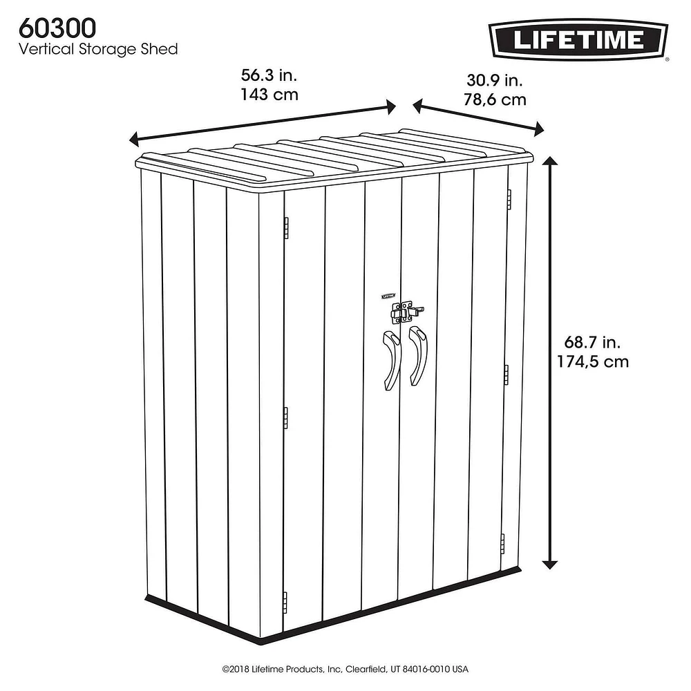 LIFETIME - Remise verticale de 53 pieds cubes avec finition Rough Cut