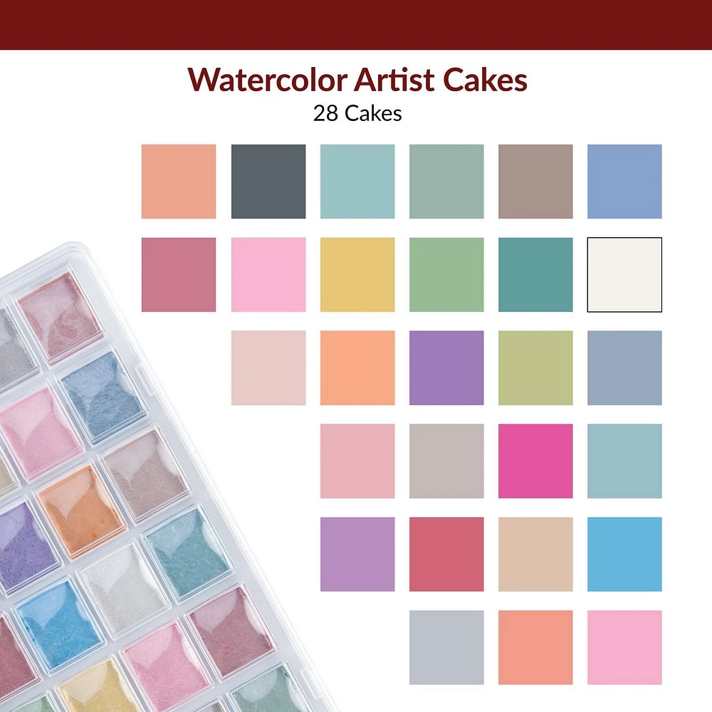 Royal & Langnickel - Ensemble de gâteaux de peinture aquarelle nacrée 28 couleurs avec pinceau 28 gâteaux aquarelle nacrés