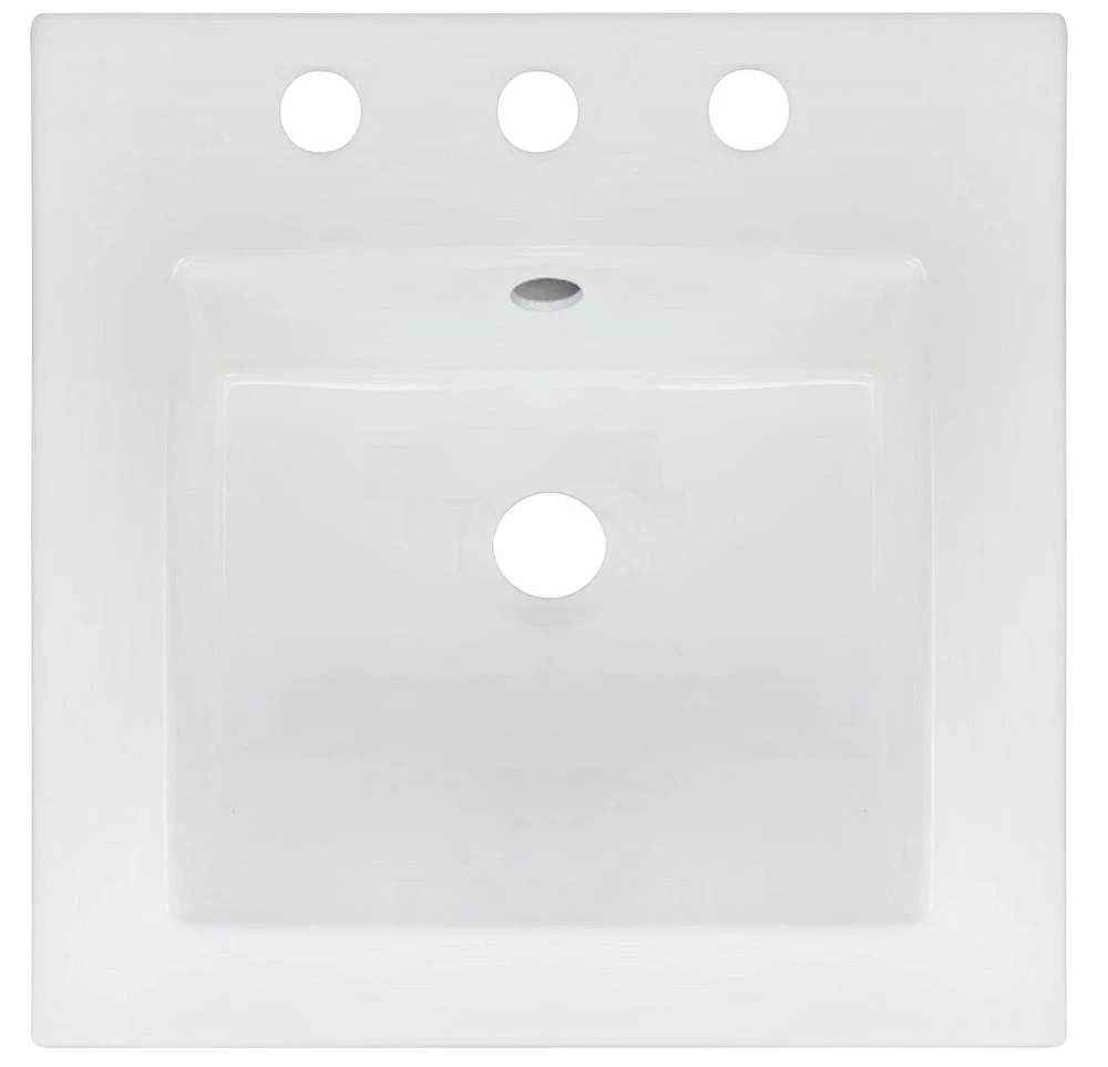 American Imaginations AI-32978 16,5 pouces WX 16,5 pouces Dessus en céramique D en couleur blanche pour 3H8-in. Robinet