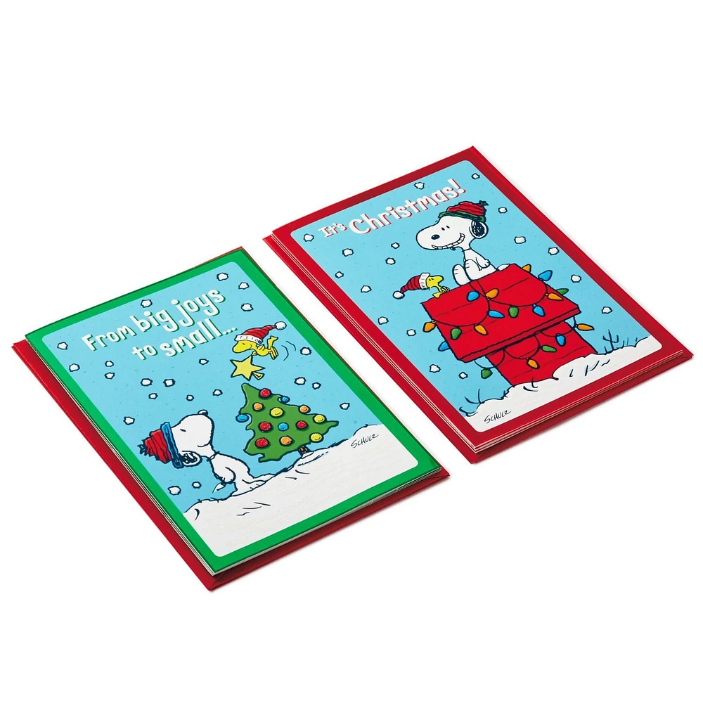 Hallmark Peanuts Christmas Cards Assortment, Snoopy and Woodstock (6 Cards with Envelopes, 2 Designs)