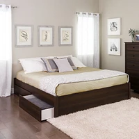 Prepac 63 in W x 16 in H x 83 in D Queen Select 4-Post Platform Bed with 4 Drawers