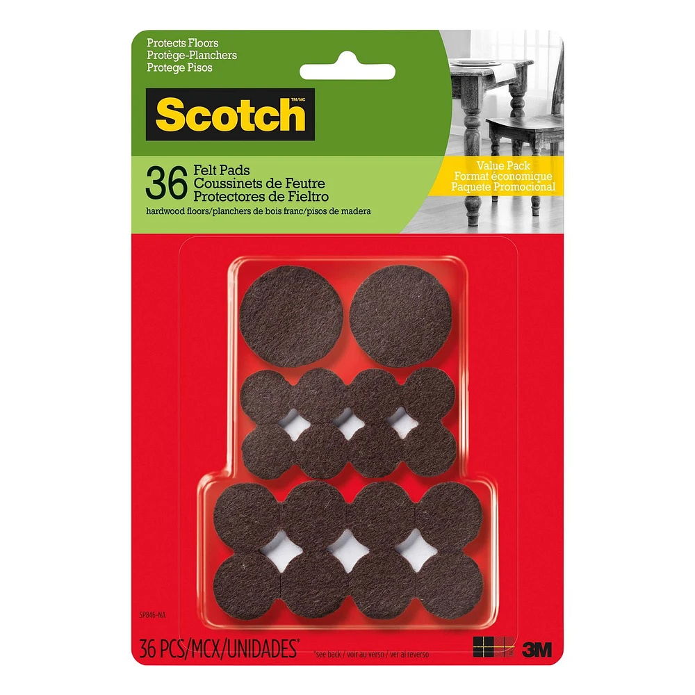 Patins en feutre Scotch®, paquet-prime