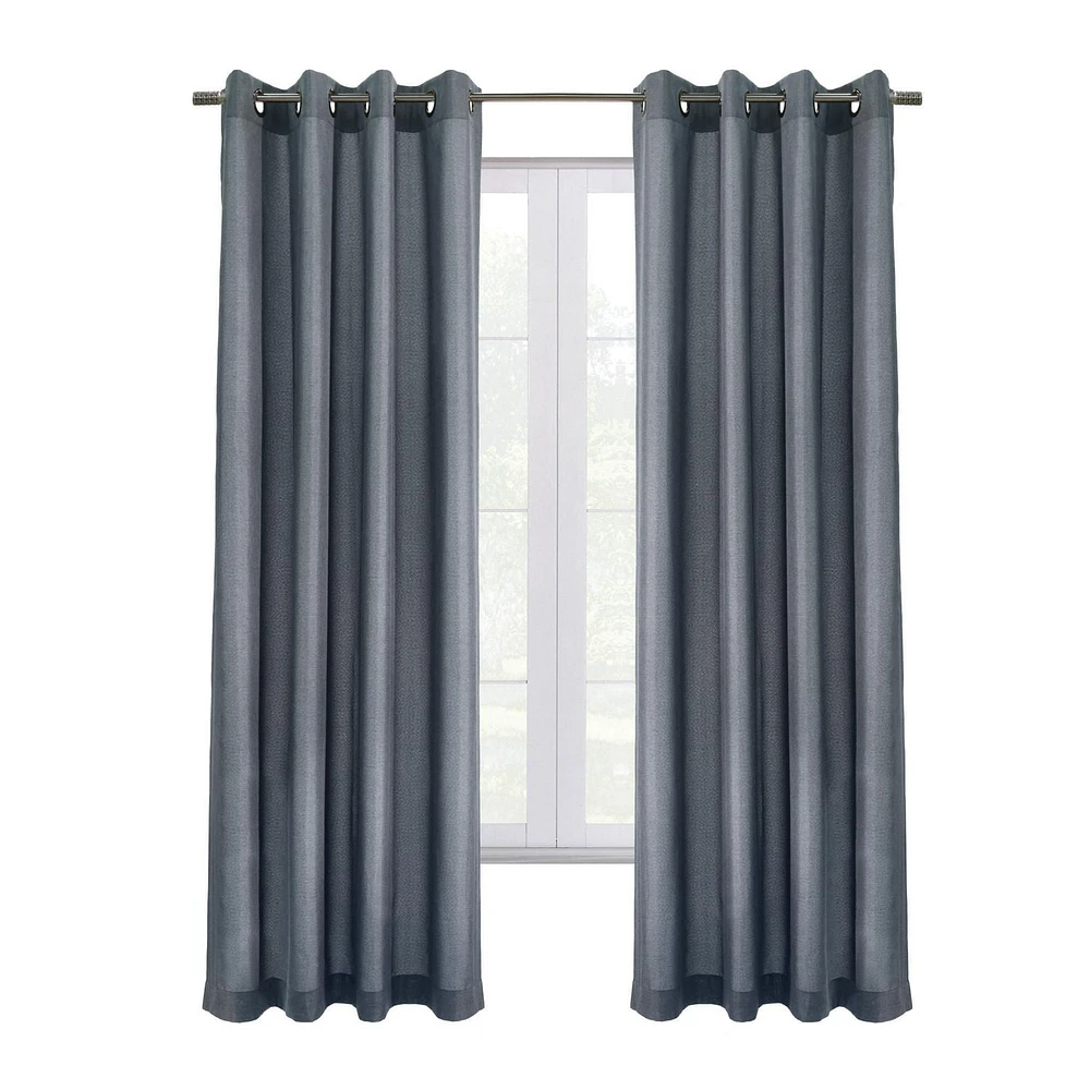 Loft Living Elba, panneau de rideau texturé à oeillets, 100% occultant 52" x 84", bleu