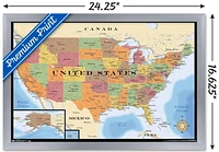 Map - USA Wall Poster, 22.375" x 34" Framed