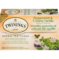 Twinings Peppermint And Creamy Vanilla Herbal Tea Bags, 20 Count Box, Pack of 20 Tea Bags