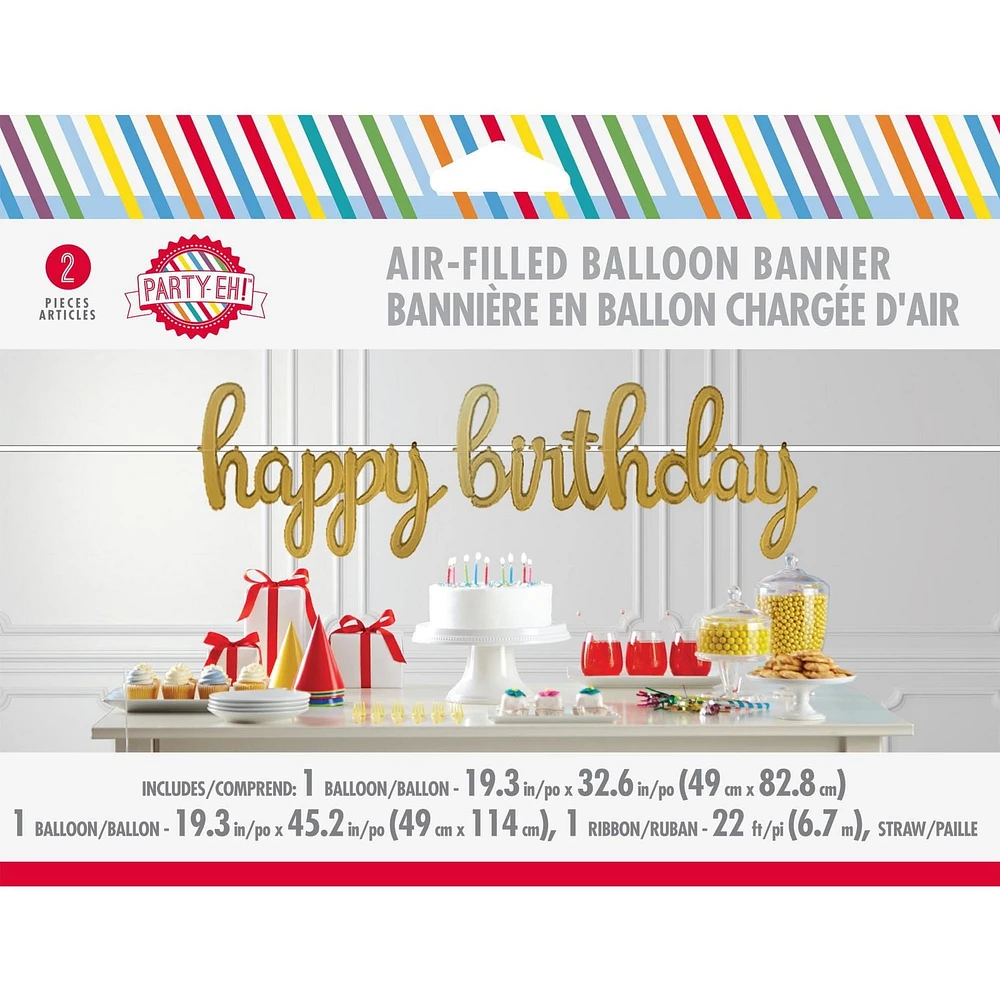 Bannière de ballons Joyeux anniversaire Or Bannière ballons Joyeux Bday
