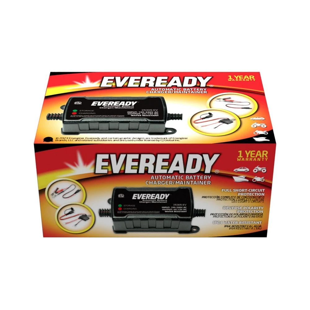Eveready 0.75-amp Automatic 6-volt/12-volt Battery Charger/Maintainer - Black