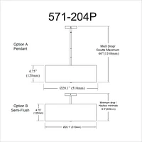 Dainolite 571-204P-PC-BK Black Pendant