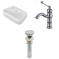 17.5-in. W Wall Mount White Bathroom Vessel Sink Set For 1 Hole Left Faucet AI-26270