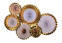 6 VENTILATEURS EN PAPIER DORÉS